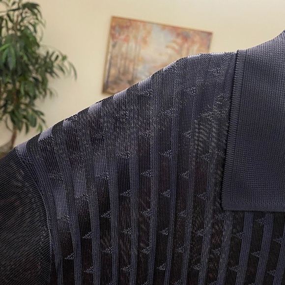 Saint Lorenzo Knit Collard Black Polo Shirt 3X - Picture 4 of 7